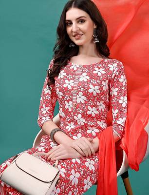 women floral printed kurta with trousers & with dupatta 2
