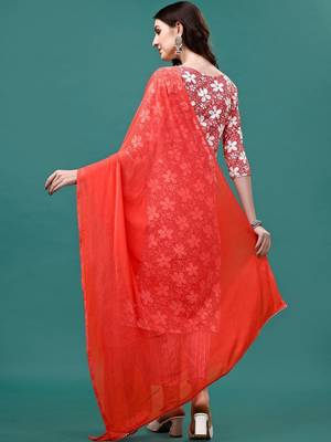 women floral printed kurta with trousers & with dupatta 4