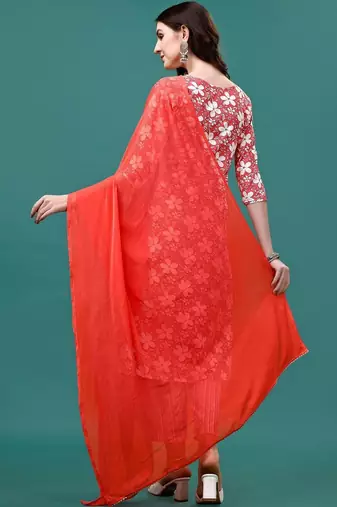 women floral printed kurta with trousers & with dupatta