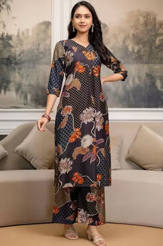 women floral printed kurta with palazzos