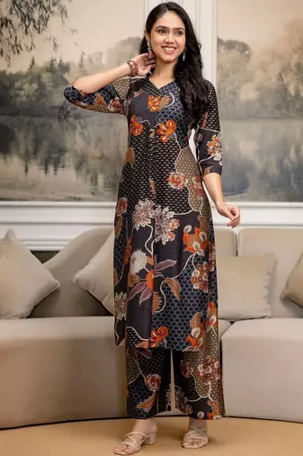 women floral printed kurta with palazzos