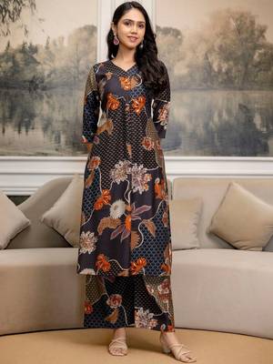 women floral printed kurta with palazzos 7