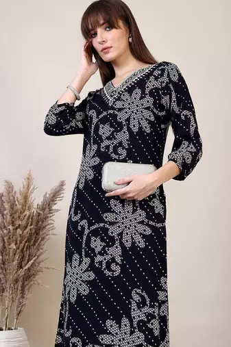 women ethnic motifs printed regular kurta with palazzos