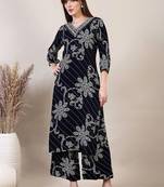 women ethnic motifs printed regular kurta with palazzos