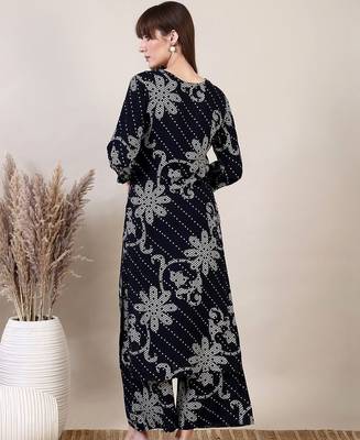 women ethnic motifs printed regular kurta with palazzos 7