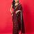 Maroon ethnic motifs printed zari bhagalpuri saree