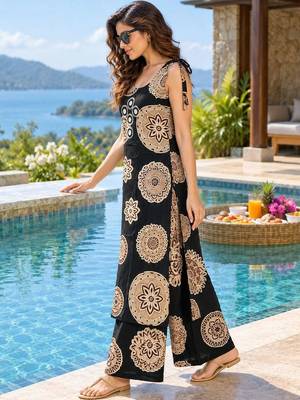 women ethnic motifs printed regular mirror work kurta with palazzos 2
