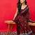 Maroon ethnic motifs printed zari bhagalpuri saree