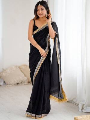 Black embellished satin saree 1