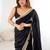 Black embellished satin saree