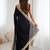 Black embellished satin saree