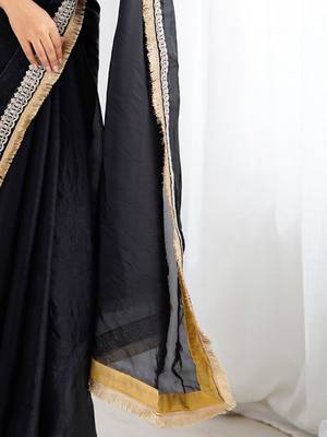 Black embellished satin saree 4