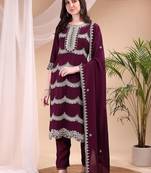women ethnic regular thread work kurta with trousers with dupatta