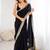 Black embellished satin saree