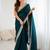 Teal embellished zari satin heavy work saree