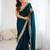 Teal embellished zari satin heavy work saree
