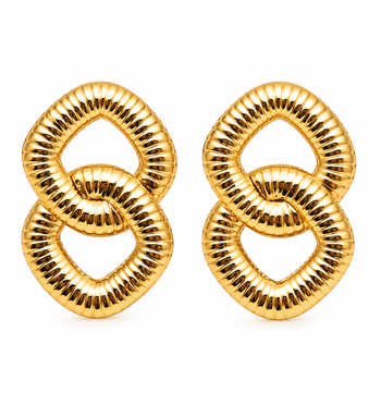 Anti-tarnish, ribbed texture, statement studs, bold knot design, women's jewellery 5