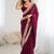 Maroon embellished embroidered satin designer saree