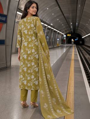 women floral printed regular  silk kurta with trousers & with dupatta 3