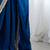 Blue ethnic motifs embroidered satin saree