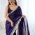Purple embellished embroidered satin designer saree