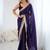 Purple embellished embroidered satin designer saree