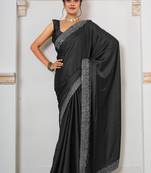 Black black embellished beads and stones satin saree