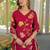 women floral embroidered regular thread work  cotton kurta with palazzos & with dupatta