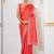 Red women embellished mirror work satin saree