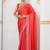 Red women embellished mirror work satin saree