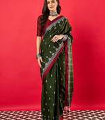 Green ethnic motifs bhagalpuri saree