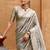 Grey ethnic motifs zari silk blend banarasi saree