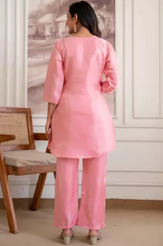 women ethnic motifs embroidered regular sequinned kurta with trousers & with dupatta