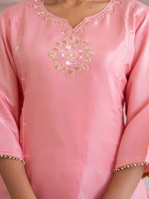 women ethnic motifs embroidered regular sequinned kurta with trousers & with dupatta 6