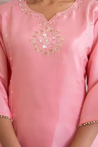 women ethnic motifs embroidered regular sequinned kurta with trousers & with dupatta