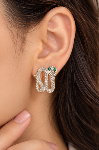 Anti-tarnish, gold-tone finish, pave crystal setting, stud back closure, statement jewellery