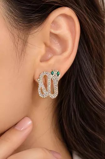 Anti-tarnish, gold-tone finish, pave crystal setting, stud back closure, statement jewellery