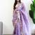 Lavender floral embroidered silk blend saree