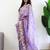 Lavender floral embroidered silk blend saree