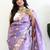 Lavender floral embroidered silk blend saree