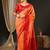 Peach peach-coloured & red ethnic motifs woven design zari kanjeevaram saree