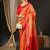 Peach peach-coloured & red ethnic motifs woven design zari kanjeevaram saree