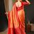 Peach peach-coloured & red ethnic motifs woven design zari kanjeevaram saree