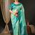 Blue blue & red ethnic motifs woven design zari kanjeevaram saree