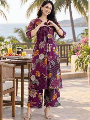 women floral printed kurta with palazzos 1
