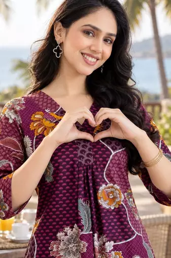 women floral printed kurta with palazzos