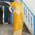 Cream cream-coloured & yellow ethnic motif woven design zari saree