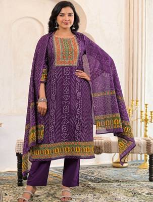 women bandhani embroidered mirror work  cotton kurta with trousers & with dupatta 1