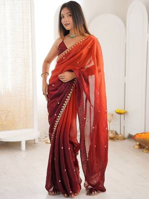 Multicolor embellished embroidered tissue saree 1