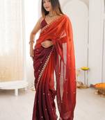 Multicolor embellished embroidered tissue saree